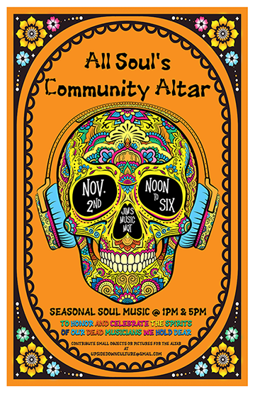 All Soul's Community Altar seasonal soul music at Jim's Music flyer