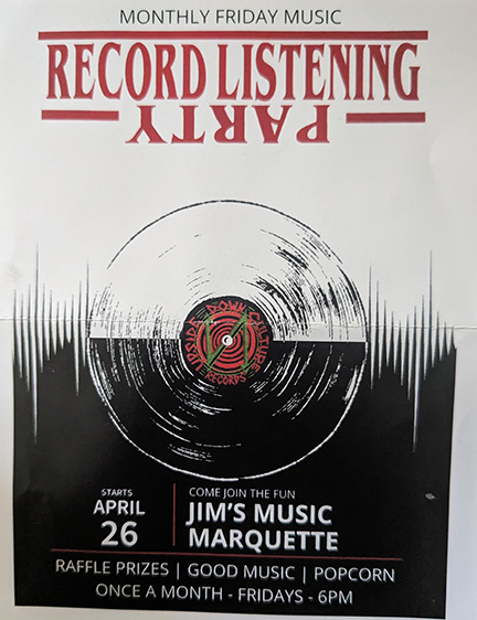 record listening party flyer